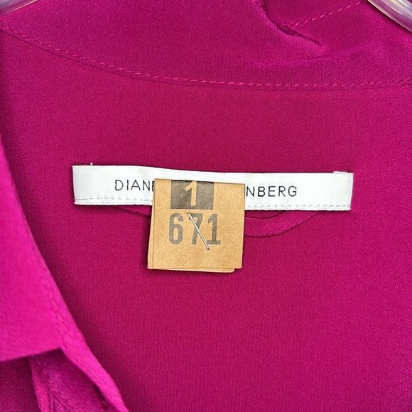 Diane Von Furstenberg Prita Silk Button Down Dress Fuschia Pink Size 6 - Picture 8 of 13